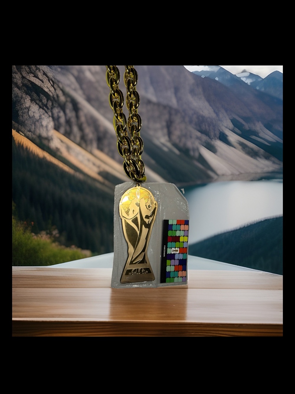 FIFA World Cup Gold Chain Necklace with Trophy Pendant - Officially Licensed